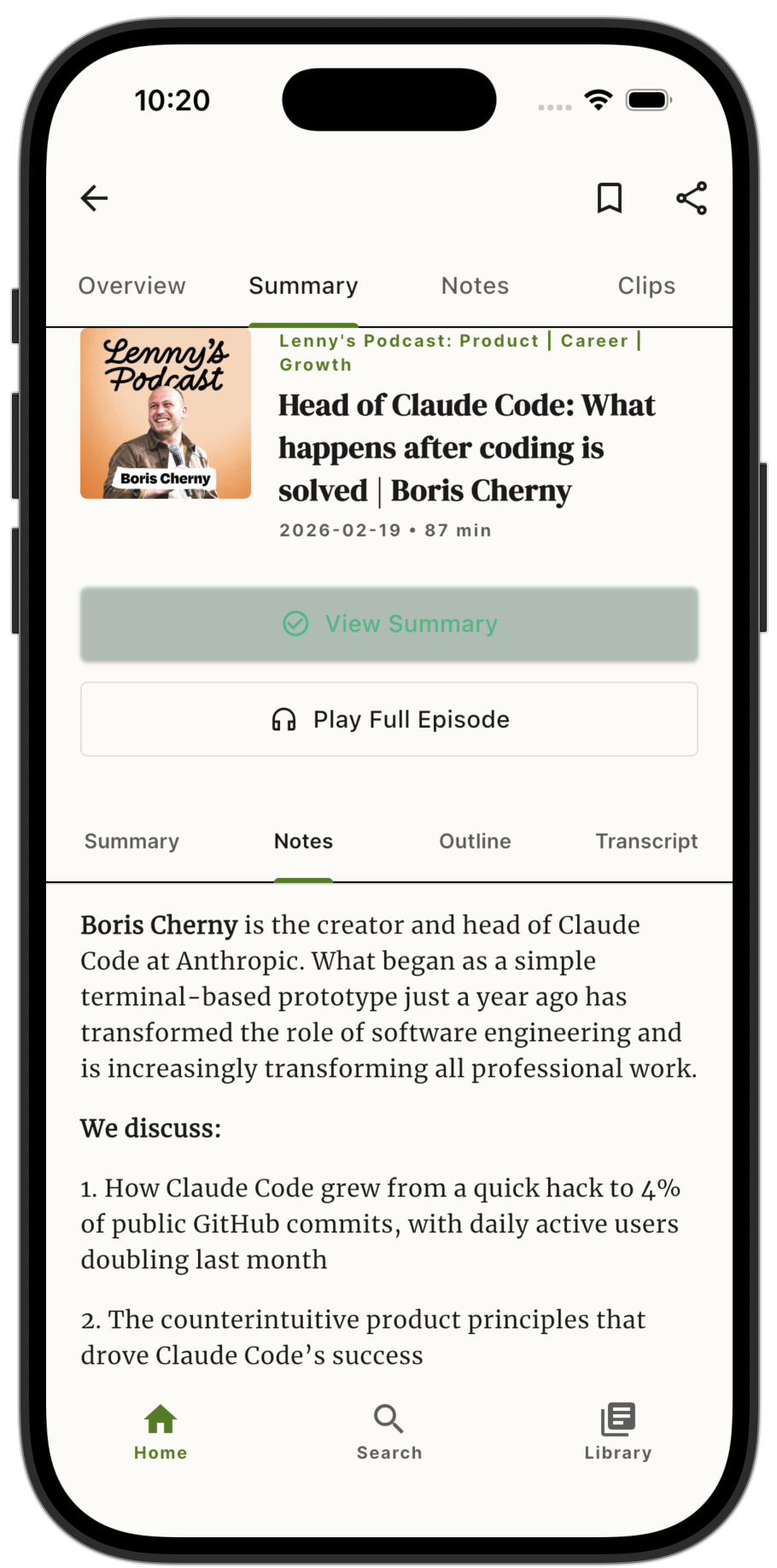 PodSized app — audio player